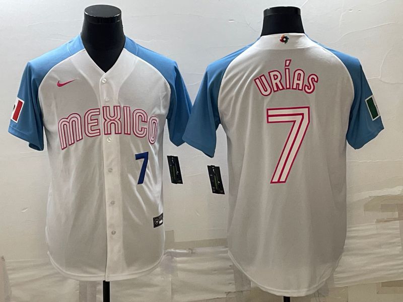 Men 2023 World Cub Mexico #7 Urias White blue Nike MLB Jersey9->more jerseys->MLB Jersey